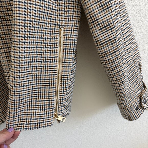 ZADIG & VOLTAIRE Kartys Car Jacket Women’s Medium – Metallic Faux Leather Plaid - Picture 13 of 16